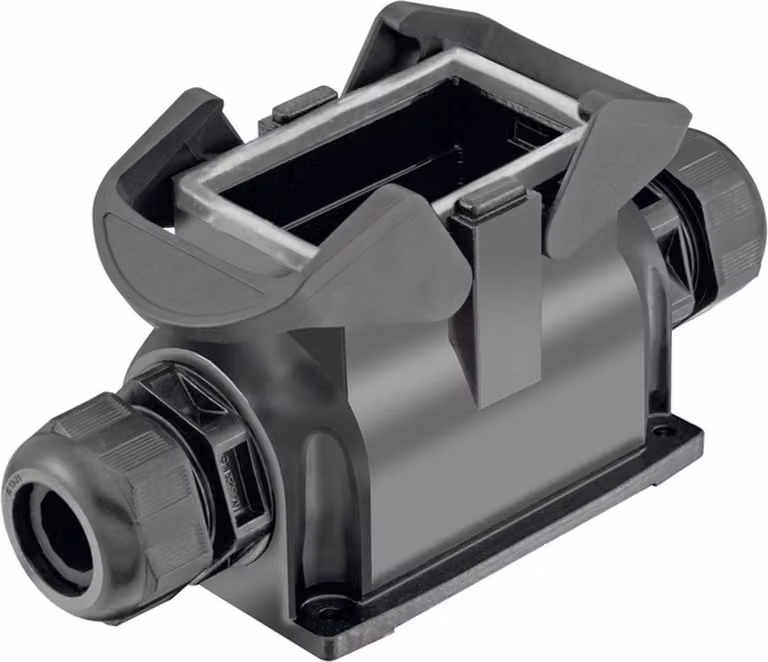 "Han ECO Mod. 10 Custodia di base con pressacavo, uscita cavo laterale 2xM32, con 2 traverse"