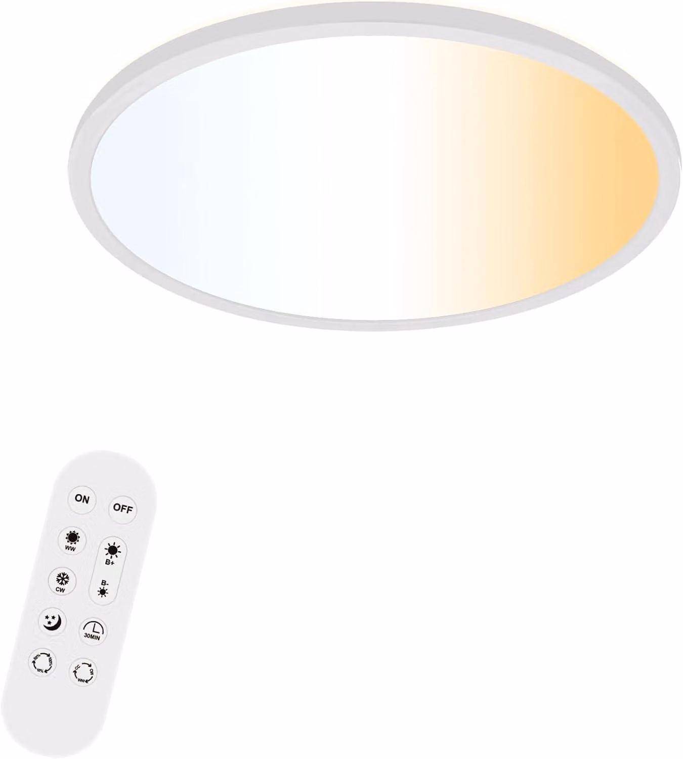 Pannello luminoso a LED per soffitto, dimmerabile, design moderno, con telecomando, colore bianco, diametro 42 cm