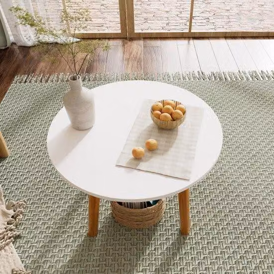 Tavolo da pranzo rotondo - Tavolo da pranzo minimalista - 60 cm - Bianco - Legno