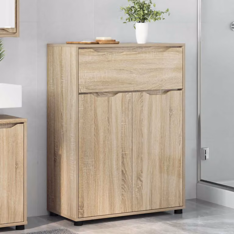Mobile da bagno moderno vidaXL in Rovere Sonoma marrone con ante e cassetti L 72,5 x P 36,5 x H 100 cm