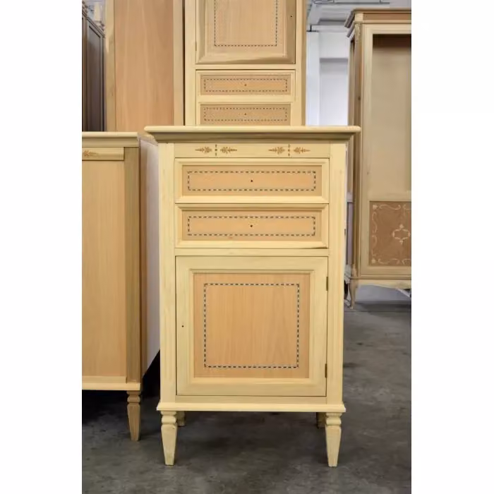 Mobili 2G Porta telefono in legno grezzo con 1 porta e 2 cassetti L: 60 cm, P: 41 cm, H: 100 cm – 1