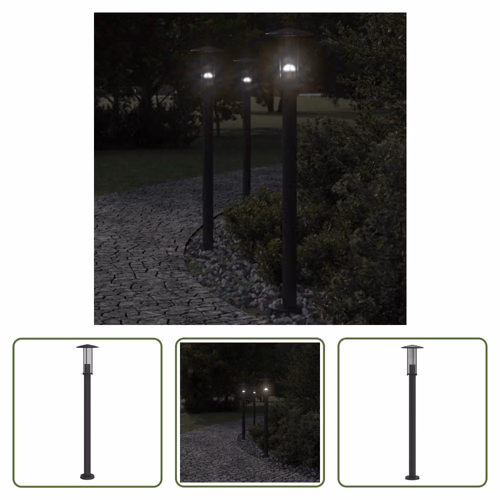 The Living Store Sentiero luminoso nero 100 cm in acciaio inox