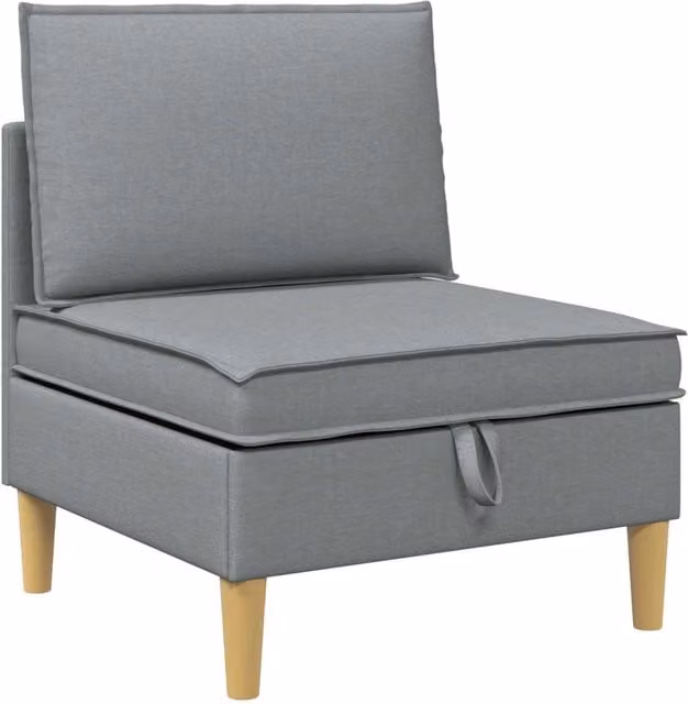 Divano da soggiorno minimalista in tessuto con struttura in legno e plastica, disponibile nei colori marrone e grigio