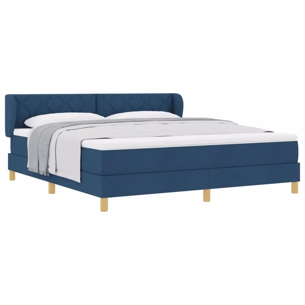 Letto a molle moderno vidaXL con testiera in tessuto blu L 180 x P 200 cm – 2