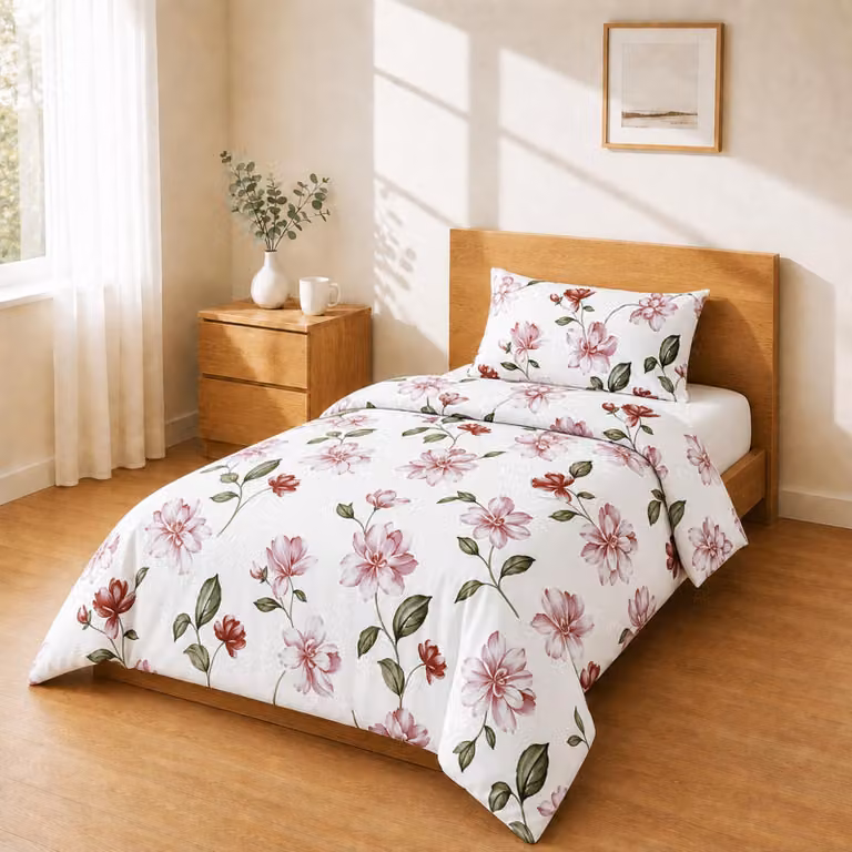Copripiumino con federa, motivo magnolia, 140x200 cm + 50x80 cm, per la camera da letto