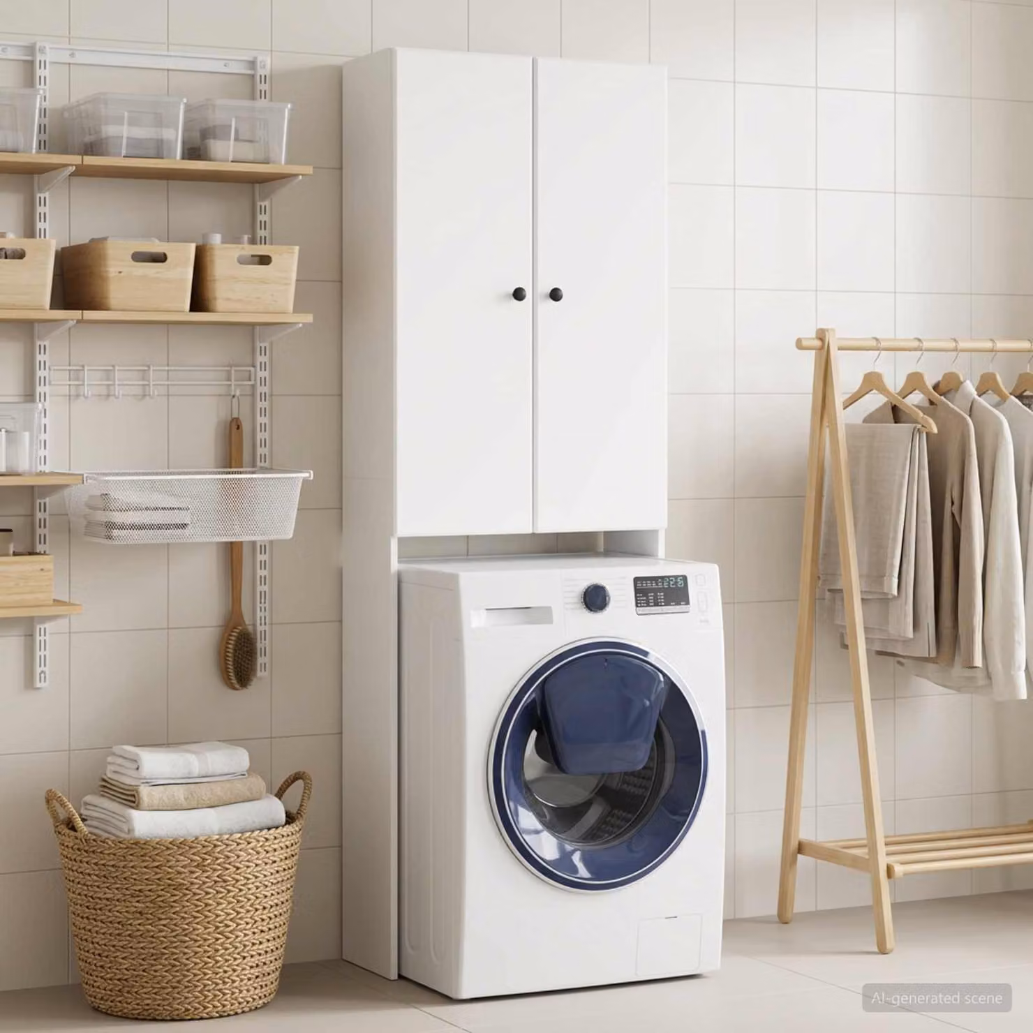 Mobiletto da bagno vidaXL BREDA bianco moderno con ante a battente L: 66 cm, P: 25,5 cm, H: 190 cm