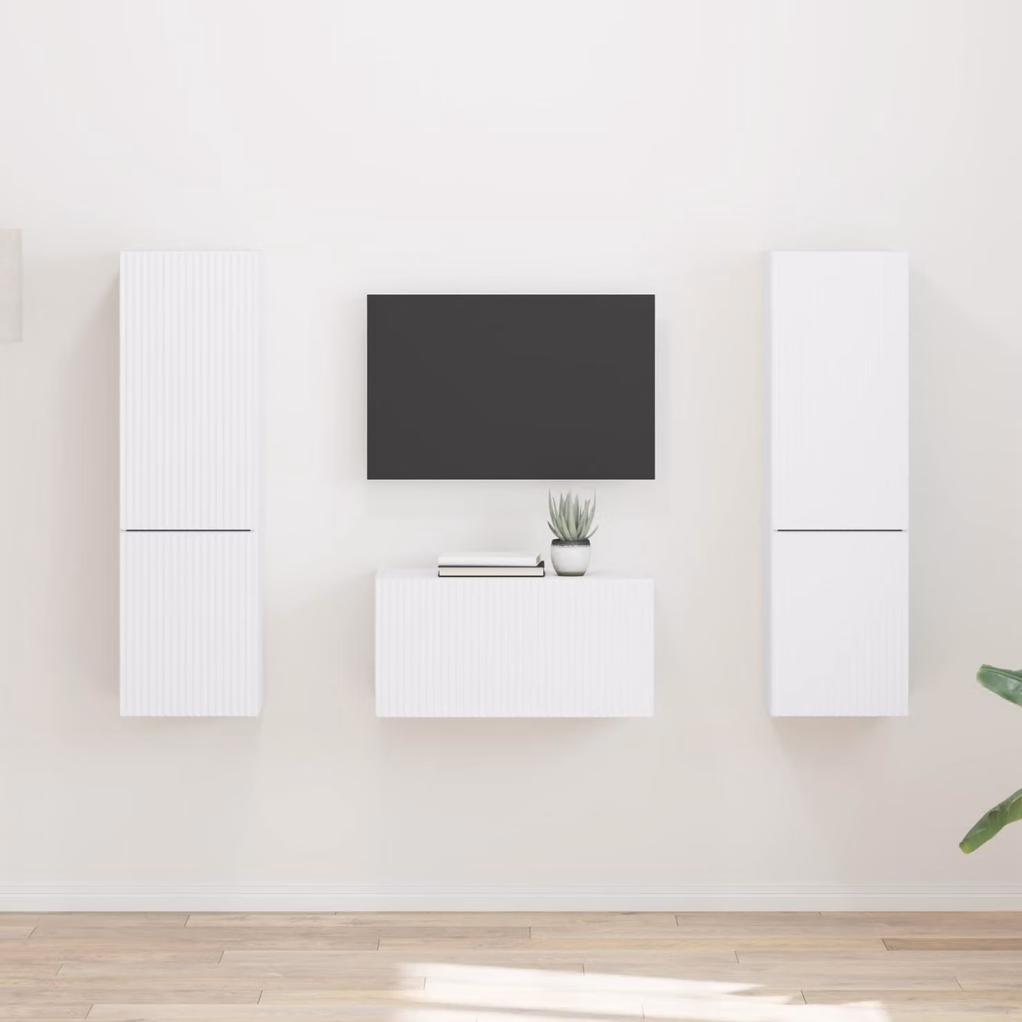 Set mobile TV moderno vidaXL in 5 pezzi Bianco opaco con compartimenti multimediali