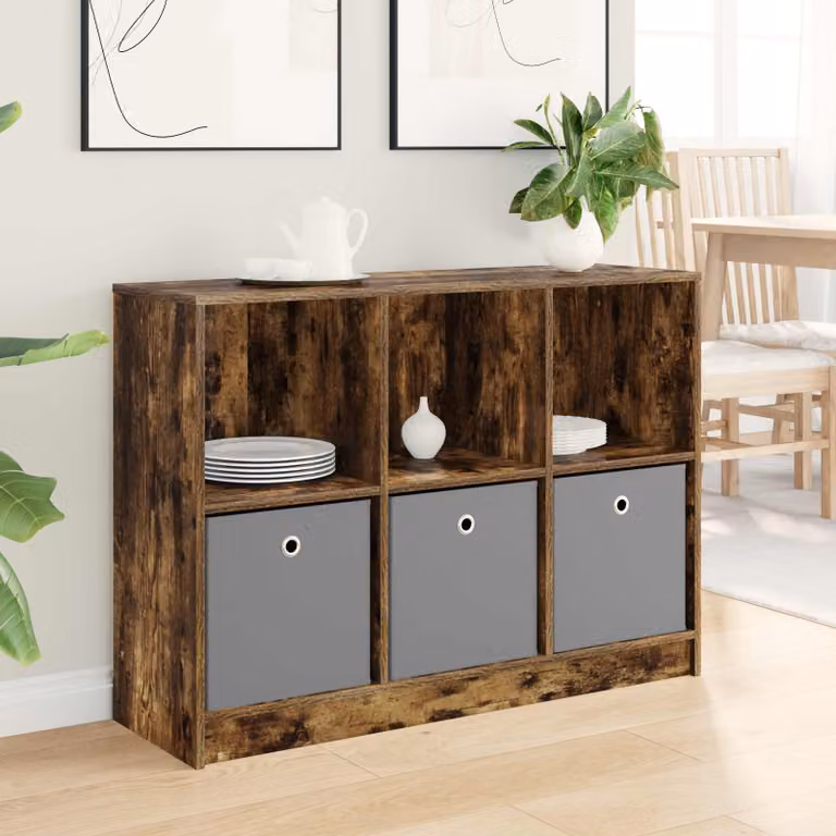 Credenza vidaXL in rovere fumé marrone con design minimalista L 102 cm x P 32 cm x H 73,5 cm