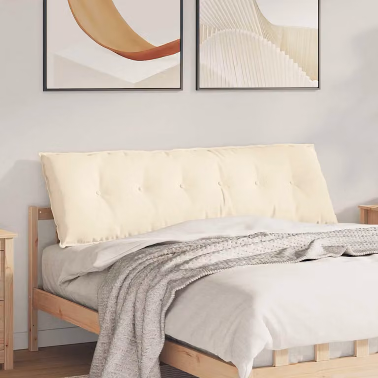 Cuscino per schiena vidaXL in tessuto a coste beige L 160 x P 50 cm