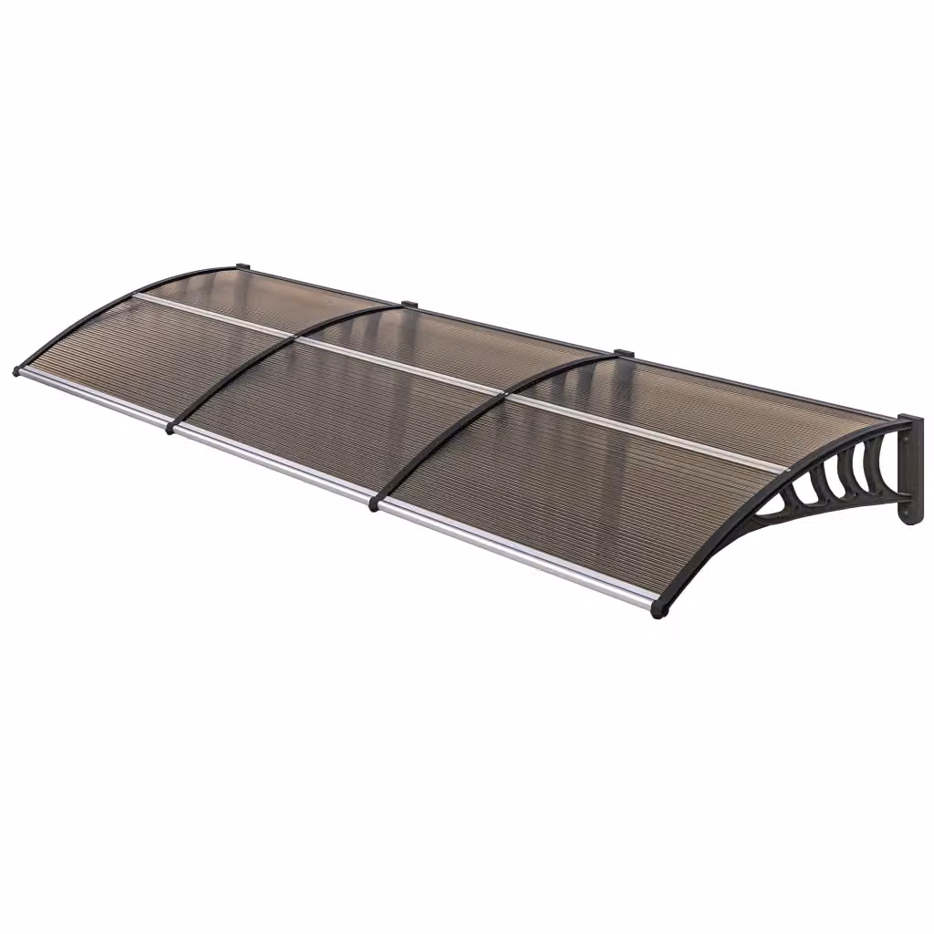 Tettoia Minimal per Porte e Finestre in Alluminio e Policarbonato Marrone L: 303 cm, H: 96 cm, P: 27 cm – 2