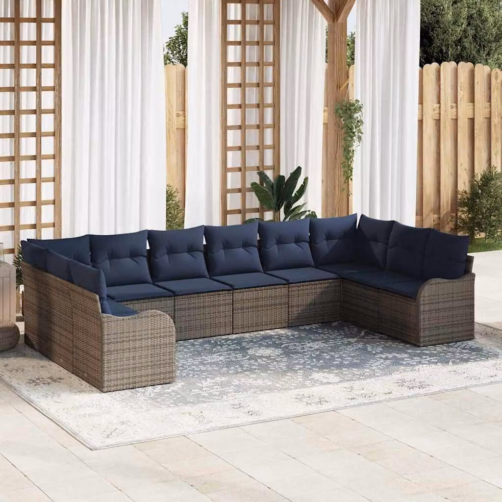 Maison Exclusive - Set di divani, 10 pezzi, grigio, in poliestere