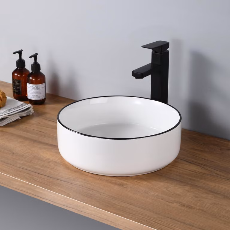 Lavabo da appoggio rotondo, in Vetroceramica, finitura opaca nera, dimensioni 36x36x12 cm