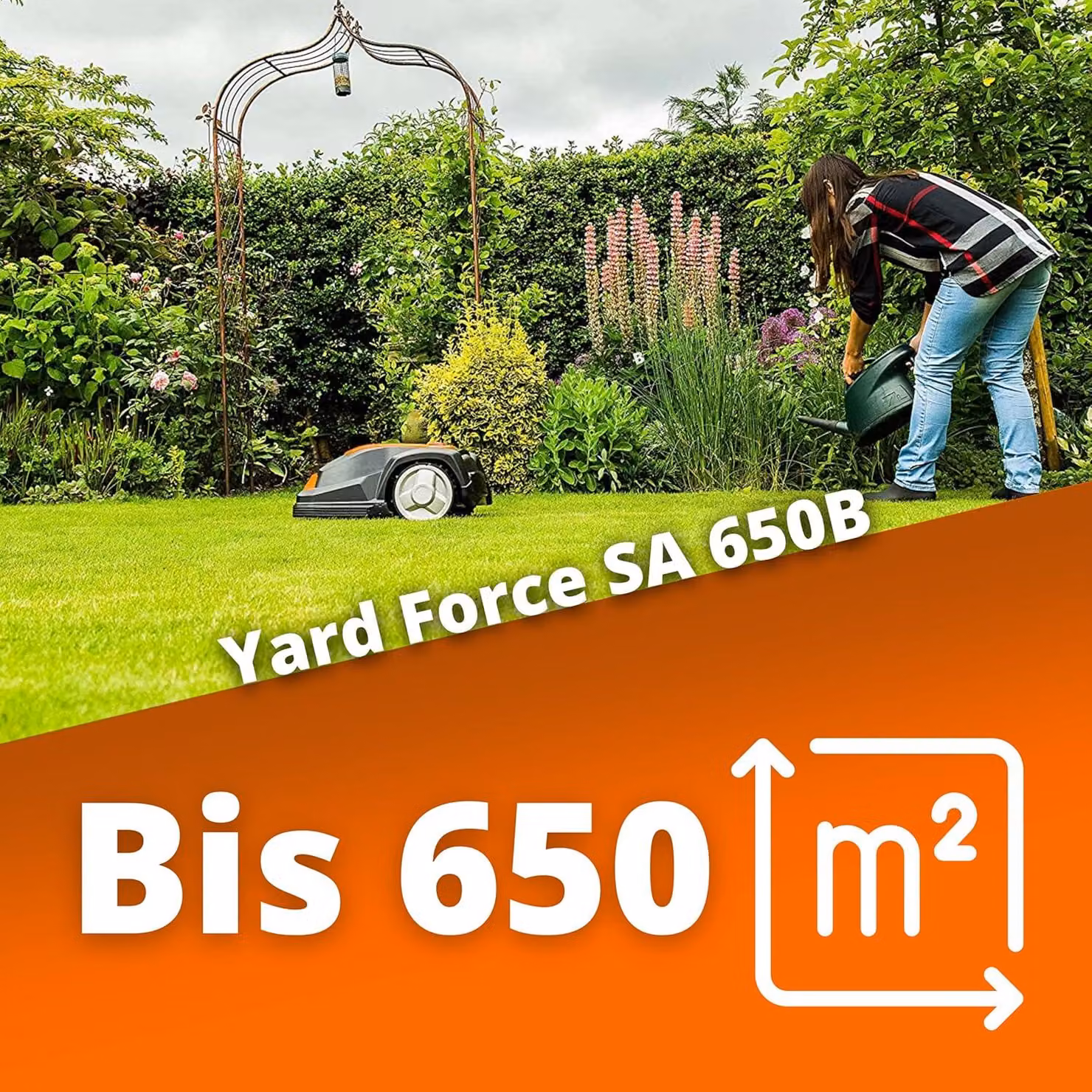 Yard Force FORCE SA650B, tosaerba robot per giardini fino a 650 m², tosaerba automatico, robot con Bluetooth e controllo tramite app, motore brushless, adatto a pendenze fino al 40% e alimentazione a 28 V