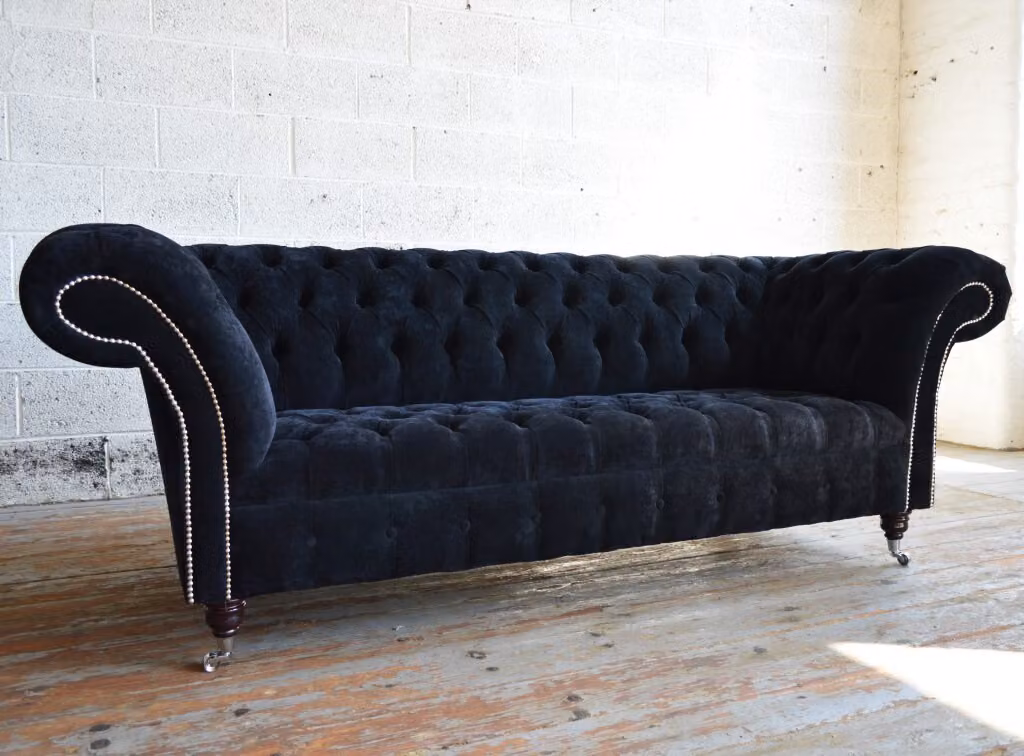 Chesterfield Design Luxus Polster Sofa Couch Sitz Garnitur Leder #120