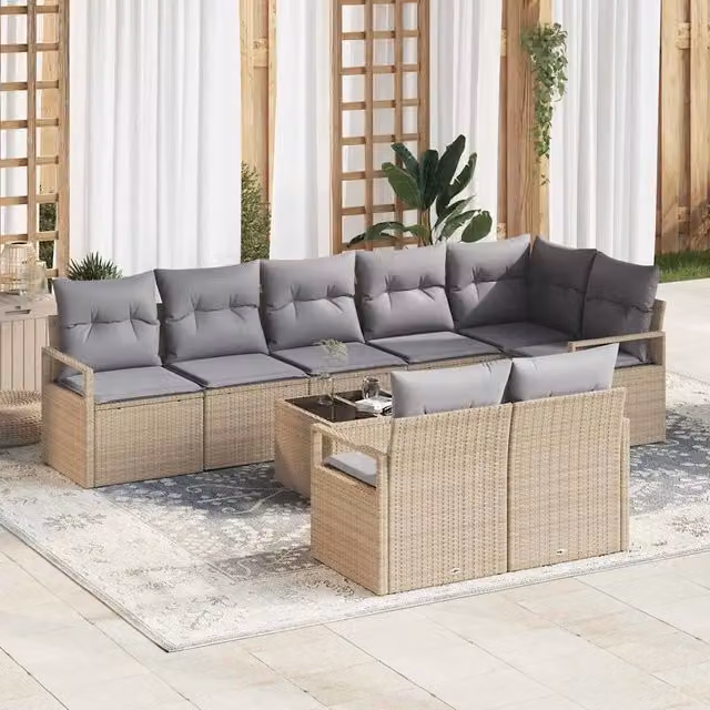 Set di divani 9 pz Beige polyrattan 3346440