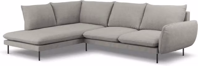Divano angolare sinistro Vienna Cosmopolitan Design da 6 posti in tessuto grigio con struttura in metallo L/P/H: 275 x 185 x 95 cm