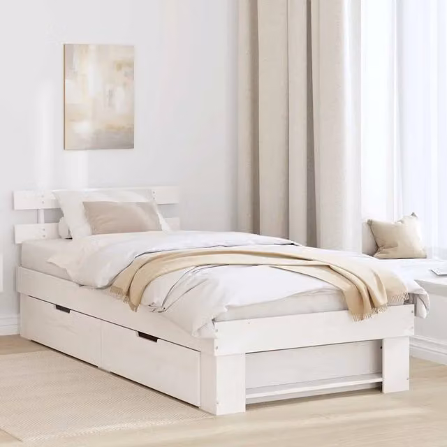 Struttura del letto Bianco 100 x 200 cm Pino massello 872540