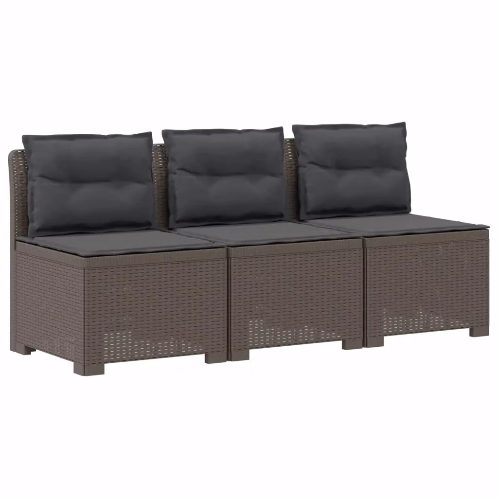 Divano da giardino a 3 posti vidaXL in look rattan con cuscini grigio antracite L: 165 cm, P: 70 cm, H: 62 cm – 2