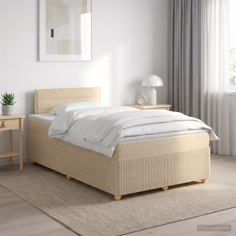 Maison Exclusive - Letto boxspring con materasso Crema 120 x 190 cm Tessuto