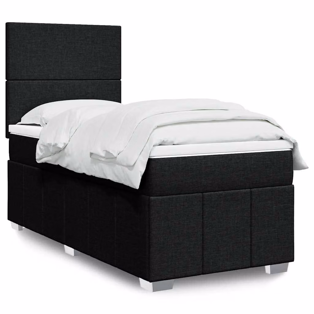 vidaXL Giroletto a Molle con Materasso in Tessuto Nero L: 100 cm, P: 200 cm