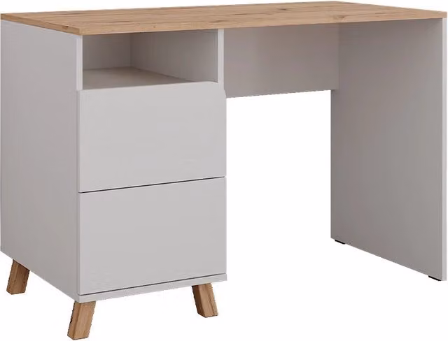 Tavolo da toeletta Karen Vicco Bianco e Rovere con cassetti L: 110 cm, P: 55 cm, H: 75 cm – 1