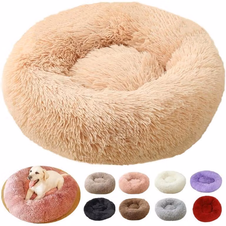 Cuccia per cani, forma rotonda, lavabile, 110 cm di diametro, colore giallo, superficie morbida e antiscivolo