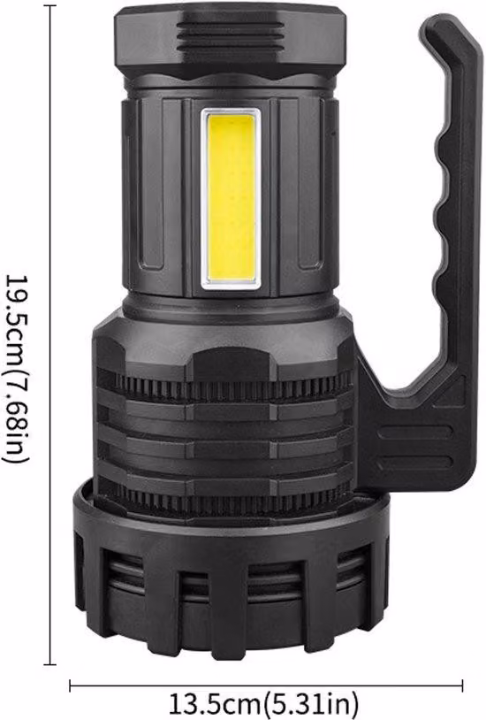 Lampada a LED, 600 lm, ricaricabile, lampada multifunzionale da campeggio e da lavoro, impermeabile IPX4, nera