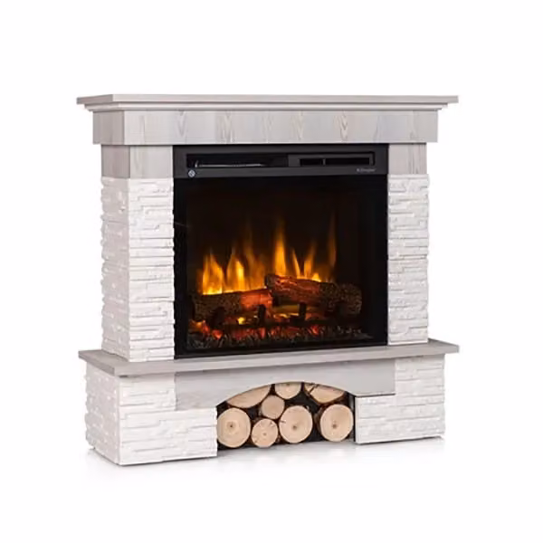 Caminetto elettrico a libera installazione con LED OUTINFIRE, colore bianco, L: 91 cm, H: 89 cm, P: 31 cm – 2