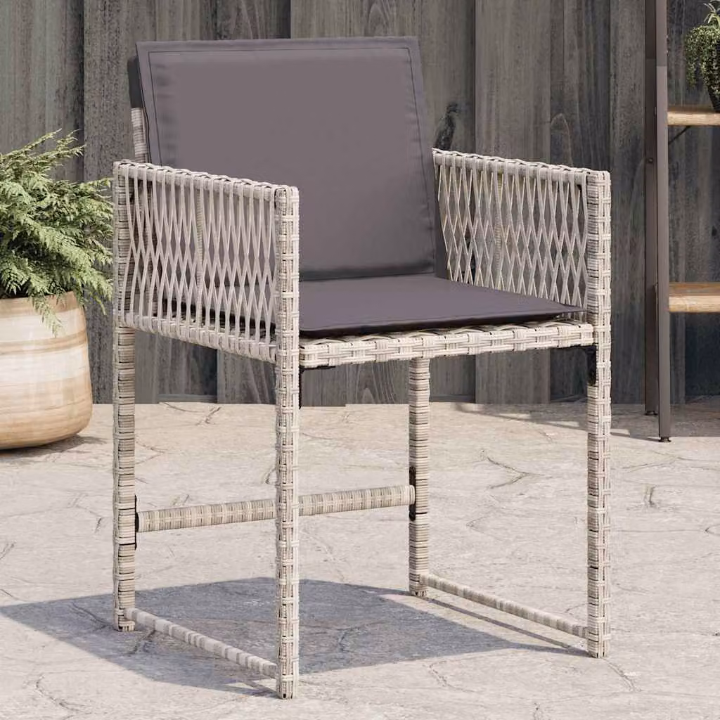Set di 4 sedie da giardino vidaXL in polyrattan con cuscini grigio antracite