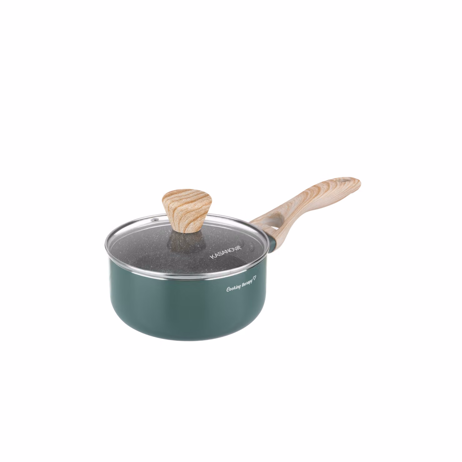 Casseruola Kasanova Cooking Therapy verde con coperchio in vetro e rivestimento antiaderente, Diametro: 16 cm – 2