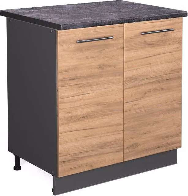 Mobiletto base cucina Fame-Line Rovere dorato/Antracite 80 cm piano di lavoro Antracite Vicco