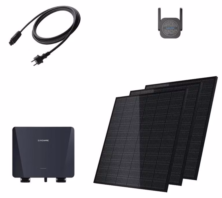 Centrale solare da balcone Fullblack - Potenza: 1140 W - Moduli compatti - Inverter Wi-Fi