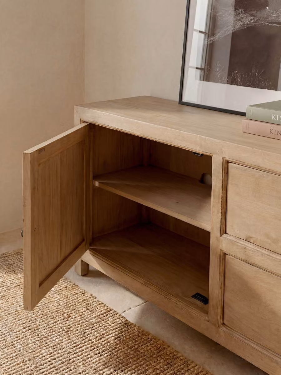 Mobile TV Rustico Kenay Home in Legno di Mango, Colore Marrone e Beige, L: 180 cm, P: 58,6 cm, H: 45 cm – 2