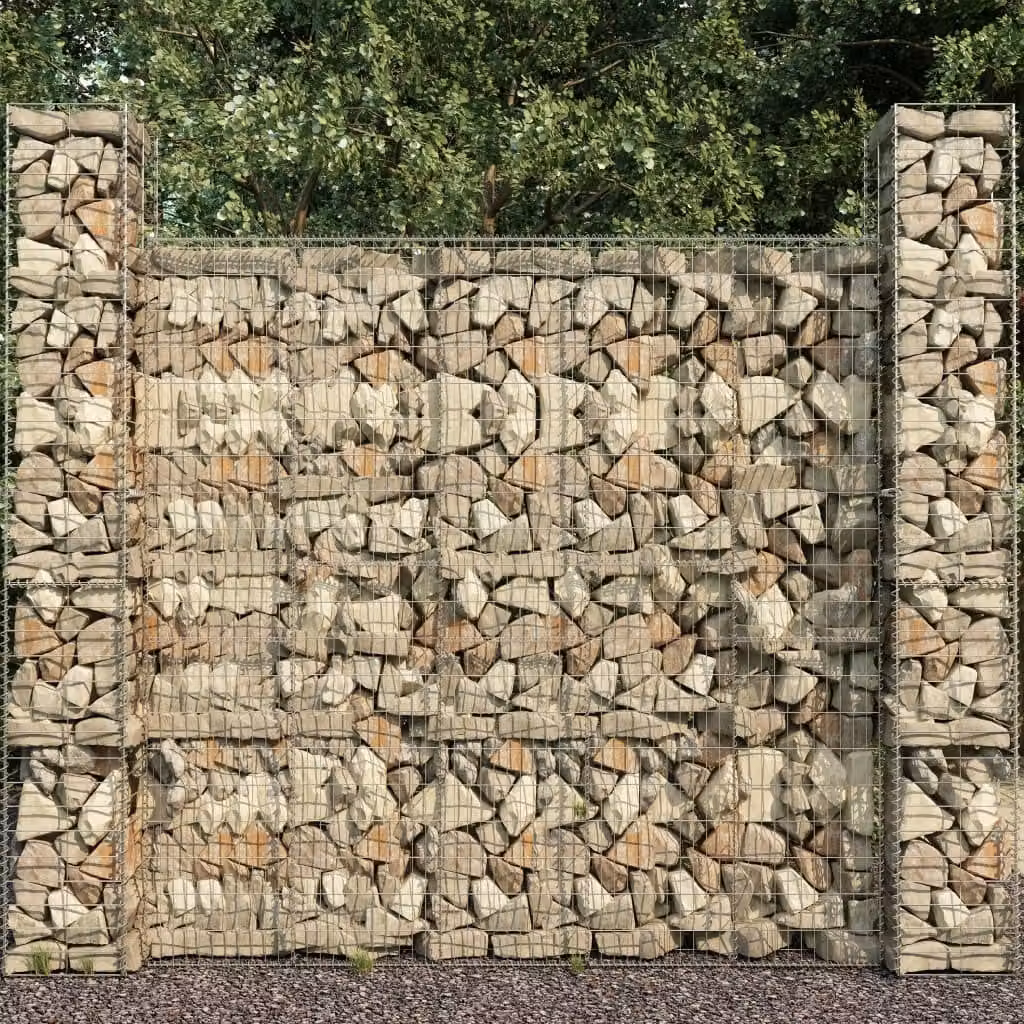 Maison Exclusive - Gabbioni 3 pz in Acciaio Zincato 25x25x197 cm