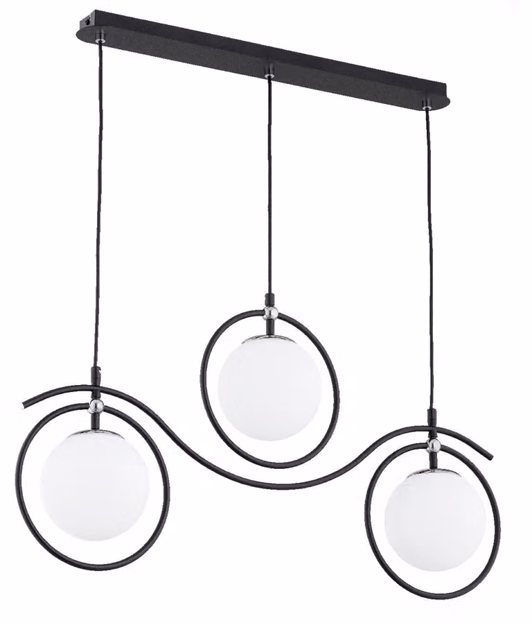 Lampada a sospensione KIRA bianco e nero 3xE14x10W in metallo, dimensioni: 90x24x78 cm, IP20, Alfa