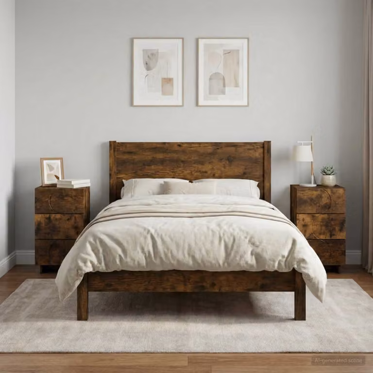 Set di 2 comodini moderni vidaXL in legno composito colore rovere fumé L/P/H: 33,5 x 34,5 x 60 cm