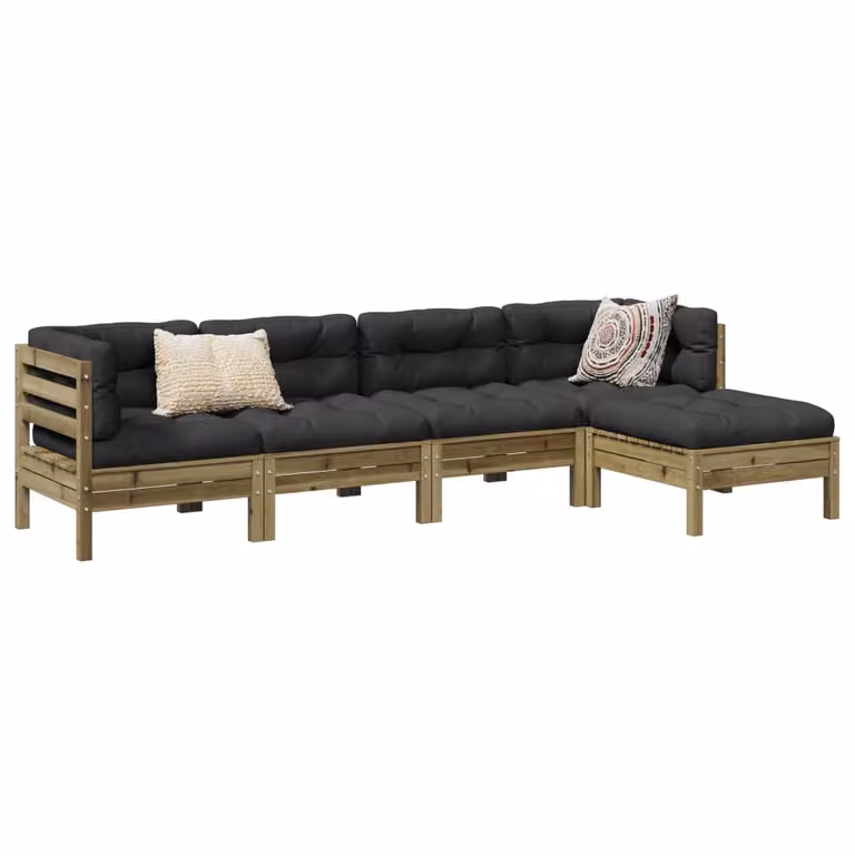 Maison Exclusive - Set da giardino composto da 5 pezzi con cuscini, in legno di pino trattato