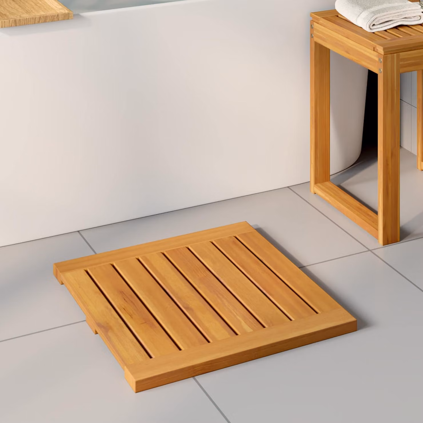 Set di 2 tappeti da bagno vidaXL color marrone, antiscivolo e ad asciugatura rapida, L/P: 50 x 50 cm