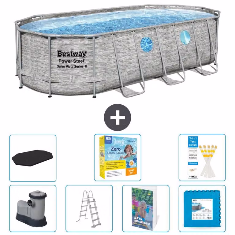 Bestway Power Steel, piscina ovale - 549x274x122 cm - composta da 6 parti, modello S566