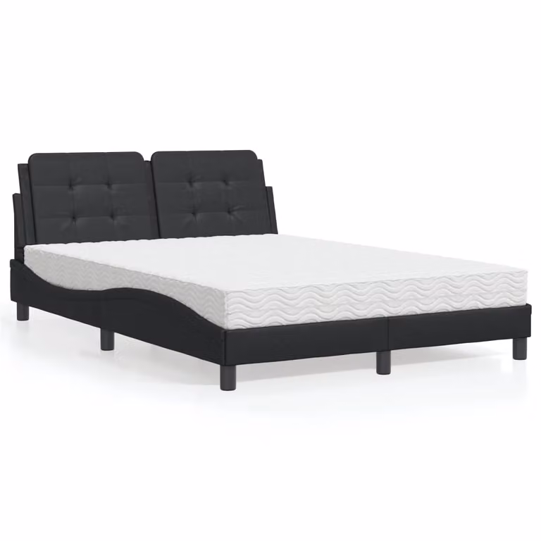 Letto con materasso vidaXL Zadar Nero in similpelle L: 140 cm, P: 200 cm