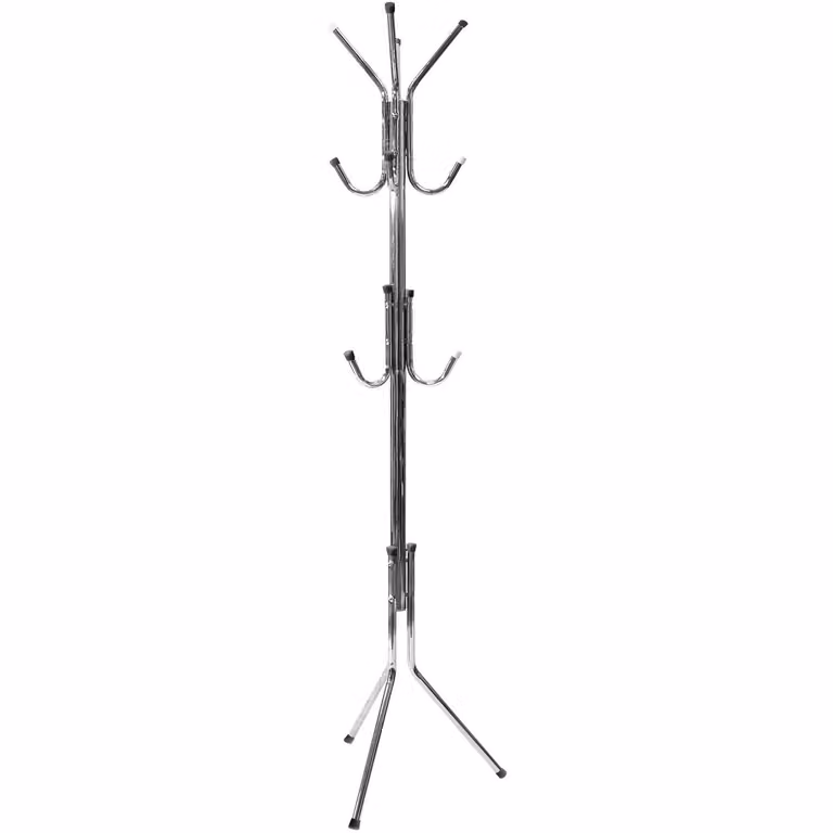 Appendiabiti da terra VESTIAMO CASA in metallo argento lucido con 11 ganci e base a treppiede, Altezza: 170 cm