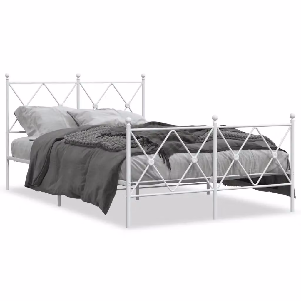 vidaXL Giroletto in Metallo Bianco con Testiera e Pediera L/P: 120 x 200 cm – 2
