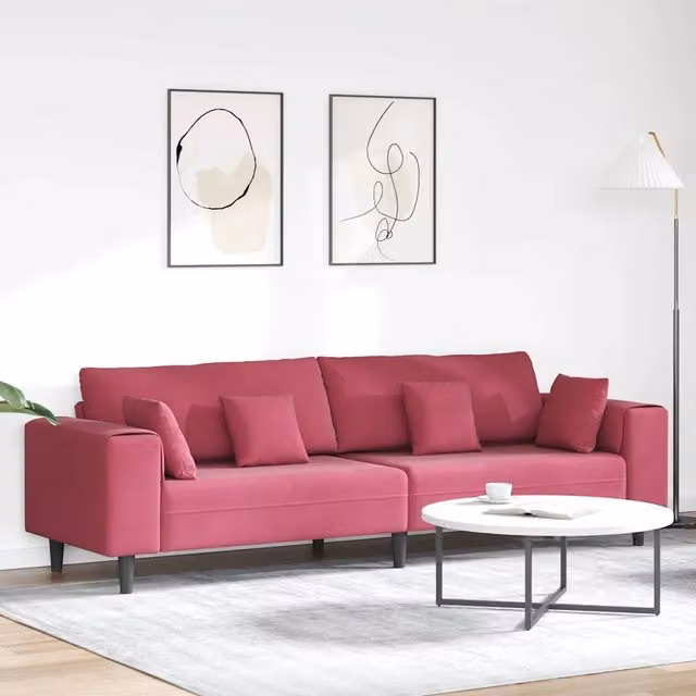 Divano Rosso Vino 250 x 77 x 76 cm Velluto 3335157
