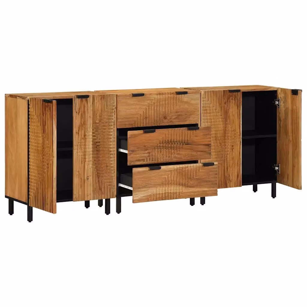 Set di 3 credenze moderne vidaXL in legno di acacia massello marrone L: 180 cm, P: 33 cm, H: 75 cm – 2