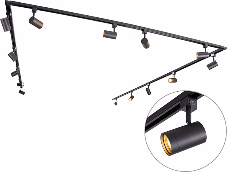 QAZQA - Sistema moderno a binario monofase I Faretto I Spot a soffitto I Faretto a soffitto I Faretto con 14 Spot I Faretto I Spot a soffitto I Faretto a soffitto I Faretto I Lampada I Lampade nero - Jeana