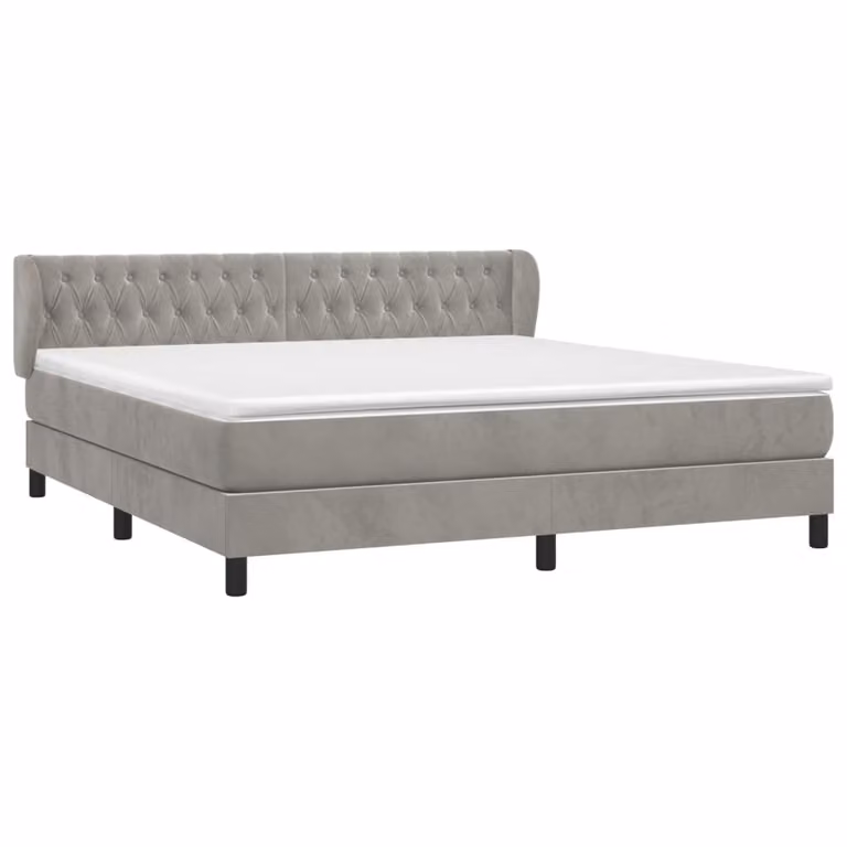 Giroletto a Molle con Materasso Grigio Chiaro 160x200cm Velluto