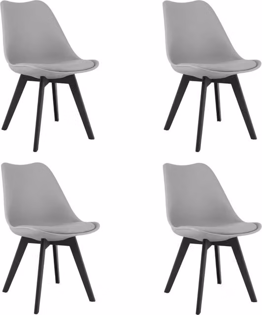 Set di 4 sedie Valora in tessuto e similpelle grigio con gambe in legno di faggio nero per soggiorno e ufficio – 1