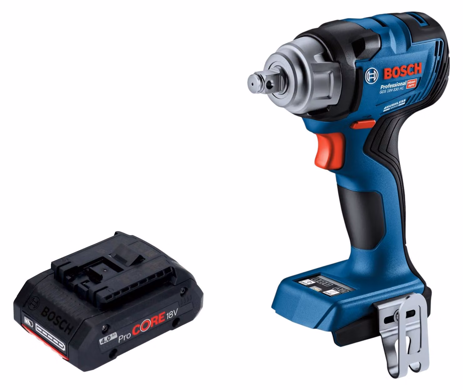 Bosch GDS 18V-330 HC Avvitatore a impulsi professionale a batteria 18 V 330 Nm 1/2" brushless + 1x batteria ricaricabile ProCORE 4,0 Ah - senza caricabatterie