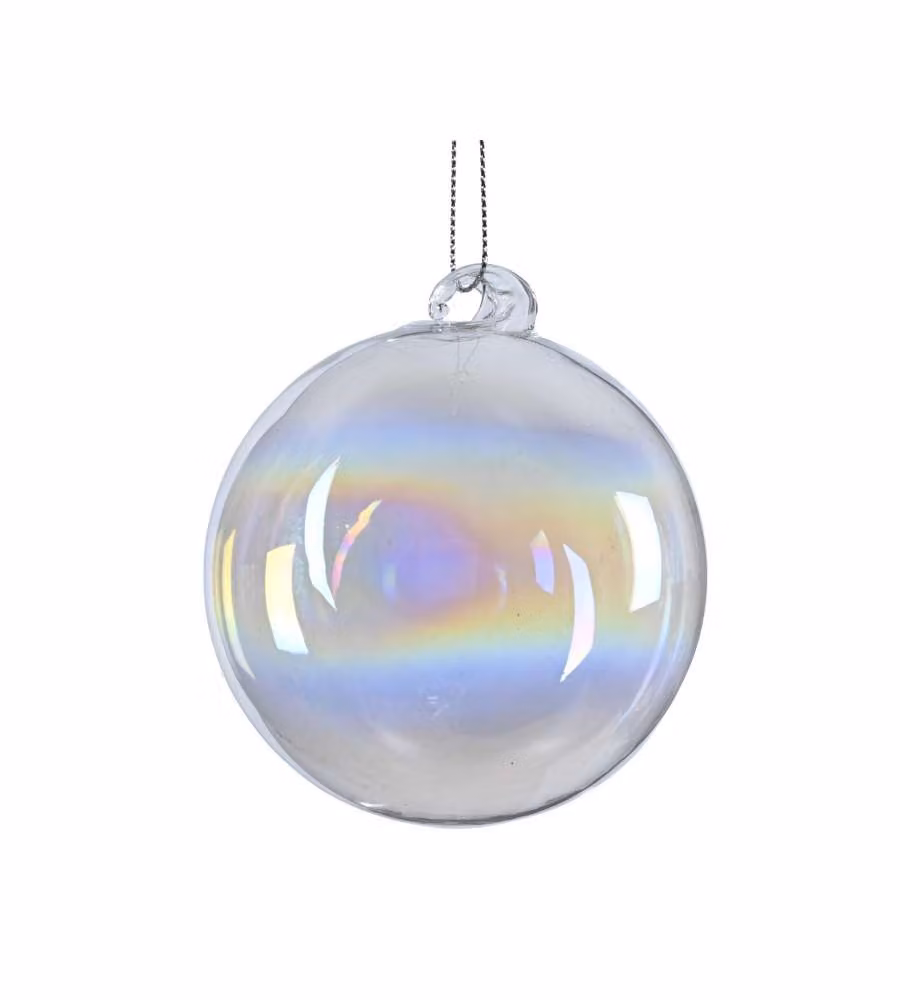 Pallina Natale Vetro Iridescente d. 8 cm Trasparente Elegante