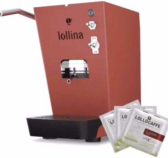 Macchina per caffè a cialde ESE Lollo Caffe Lollina Plus rossa con serbatoio da 0,7 l